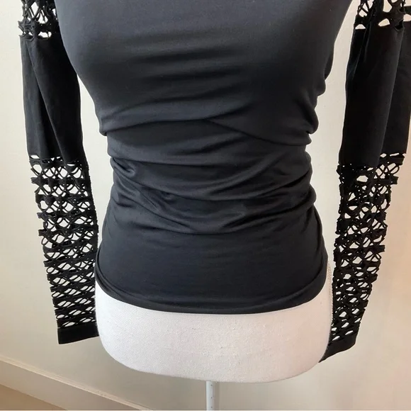 VENUS Black Ruched Cut Out Bodysuit - Picture 7 of 9